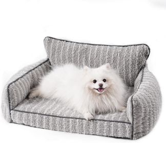 MEWOOFUN Orthopedic Dog Sofa - Supportive Bed For Small Medium Dogs s, Anti-Slip Couch With Removable Cover, Grey, Large