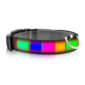 LED Dog Collar USB Rechargeable (Color: Mixed Color, Size: Medium)