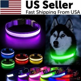 LED Adjustable Dog Collar Blinking Flashing Light Up Glow Pets Safety Waterproof (Color: Orange, Size: L)