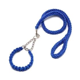 Eight-strand nylon braided dog collar leash dog chain impact blasting chain pet leash (Colour: Blue, Specification (L * W): XL)