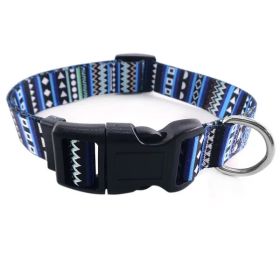 Pet supplies Digital printing Pet collar Bohemian collar Ethnic dog collar (Color: Bohemian Blue, Size: S)