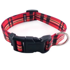 Pet supplies Digital printing Pet collar Bohemian collar Ethnic dog collar (Color: British Red Check, Size: S)