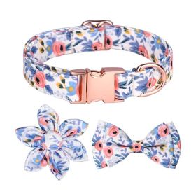 1pc Adjustable Soft Dog Collar With Print Flower Multicolor Cute Patterns (Color: Dodge Blue, Size: S)