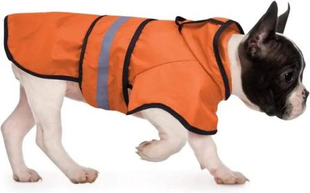 Reflective Dog Raincoat Hooded (Color: Safety Orange, Size: Small)