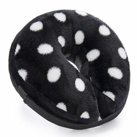 Soft Dog Cone Collar for After Surgery - Inflatable Dog Neck Donut Collar - Elizabethan Collar for Dogs Recovery (Color: Black with White Dots, Size: L)