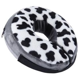 Soft Dog Cone Collar for After Surgery - Inflatable Dog Neck Donut Collar - Elizabethan Collar for Dogs Recovery (Color: Cow Print, Size: M)