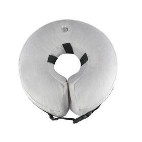 Soft Dog Cone Collar for After Surgery - Inflatable Dog Neck Donut Collar - Elizabethan Collar for Dogs Recovery (Color: Grey, Size: L)