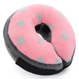 Soft Dog Cone Collar for After Surgery - Inflatable Dog Neck Donut Collar - Elizabethan Collar for Dogs Recovery (Color: Pink with Grey Dots, Size: L)