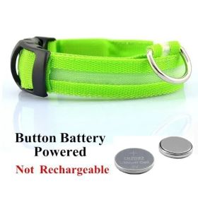 LED Glowing Dog Collar Battery Operated Luminous Collar (Color: Green, Size: X-Small)