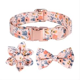 1pc Adjustable Soft Dog Collar With Print Flower Multicolor Cute Patterns (Color: Orange, Size: L)