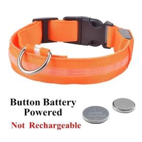 LED Glowing Dog Collar Battery Operated Luminous Collar (Color: Orange, Size: XL)