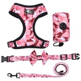 4-Pcs Set Reflective No Pull Dog & Harness (Color: Pink, Size: S)