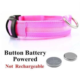 LED Glowing Dog Collar Battery Operated Luminous Collar (Color: Pink, Size: M)