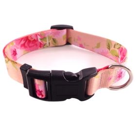 Pet supplies Digital printing Pet collar Bohemian collar Ethnic dog collar (Color: Pink Rose, Size: S)