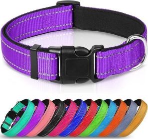 Reflective Dog Collar; Soft Neoprene (Color: Purple, Size: X-Large (Pack of 1))