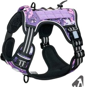 Tactical Dog Harness for Small Medium Dogs (Color: Purple Camo, Size: XL(Neck)