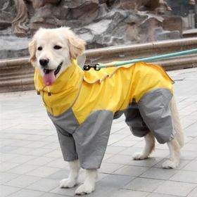 A Raincoat For All Small Medium And Large Dogs Hooded (Colour: Lemon Yellow, Size: 22)