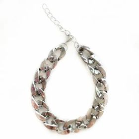Pet gold collar Dog Chain Collar Keji Teddy Fadou domineering big gold necklace playing cool jewelry big gold chain (Color: Silvery, Size: 26cm necklace+7cm adjusting chain)
