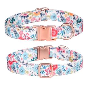 Sunflower pet collar cotton breathable dog collar pet supplies wholesale (Colour: Flowers, Size: S width 1.5 adjustment 26-42cm)