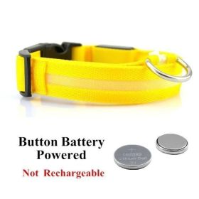LED Glowing Dog Collar Battery Operated Luminous Collar (Color: Yellow, Size: L)