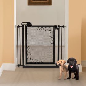 One Wood Gate Extension (Option: Touch Metal Mesh Pet Gate in Black)