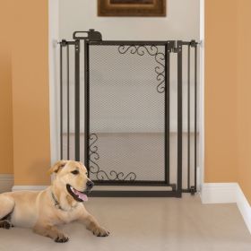 Tall One Wood Gate Extension (Option: Touch Metal Mesh Pet Gate in Antique Bronze)