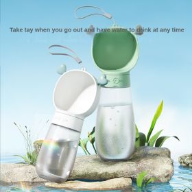 Portable Dog Water Bottle, 2 In 1 Dog Water Bottle Dispenser With Food Container (Color: Green, Size: 350ML)