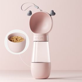 Portable Dog Water Bottle, 2 In 1 Dog Water Bottle Dispenser With Food Container (Color: Pink, Size: Water and food)