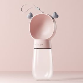 Portable Dog Water Bottle, 2 In 1 Dog Water Bottle Dispenser With Food Container (Color: Pink, Size: 350ML)