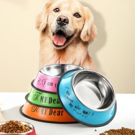 Stainless Steel Dog Bowl Anti-Skid (Colour: 26cm, Size: Green Cartoon)