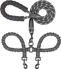 Dual Dog Leash; Double Dog Leash; 360 Swivel No Tangle Walking Leash; Shock Absorbing Bungee for Two Dogs (Color: Red, Size: Length)