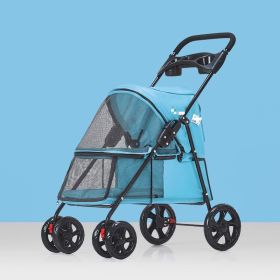 Dog Stroller, Quick Folding, Shockproof (Color: Blue)