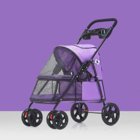 Dog Stroller, Quick Folding, Shockproof (Color: Purple)