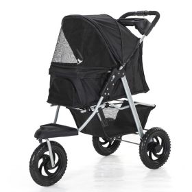 Three Wheel Folding Dog Stroller (Color: Black)