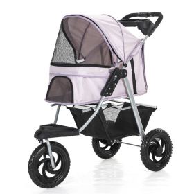 Three Wheel Folding Dog Stroller (Color: lavender)