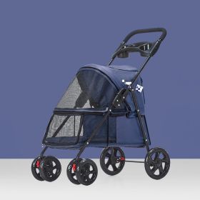Dog Stroller, Quick Folding, Shockproof (Color: Dark Blue)