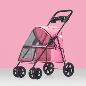 Dog Stroller, Quick Folding, Shockproof (Color: Pink)