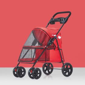 Dog Stroller, Quick Folding, Shockproof (Color: Red)