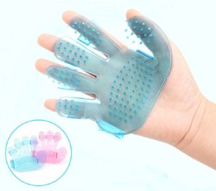 Pet Palm Brush, Hand Shampoo Grooming Bath Massage Glove (Color: Blue)