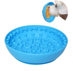 Slow Feeder Bowl & Lick Mat Combo (Color: Blue)