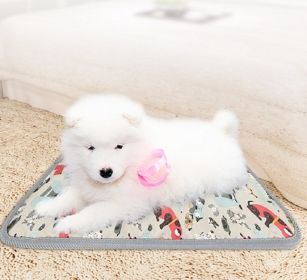 Pet Heating Pad Dog Electric Waterproof Mat Warming Bed Indoor Heated Bed (Color: Gray, Size: Large)
