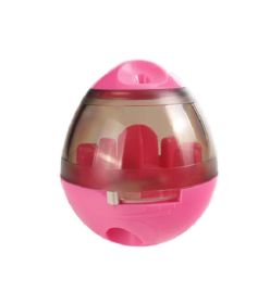 Pet Dog Treat Toy Tumble Leaky Ball Food Dispenser (Color: Pink)