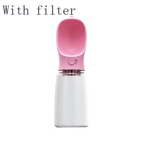 Pet Water Cup Outdoor Portable Water Bottle (Color: Pink With filter, Style: 550 ML)