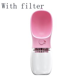 Pet Water Cup Outdoor Portable Water Bottle (Color: Pink With filter, Style: 350 ML)
