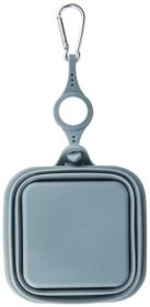 Silicone Collapsible Pet Bowl / Travel Bowl Equipped with Aluminum Hook Clip (Color: Gray)