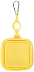 Silicone Collapsible Pet Bowl / Travel Bowl Equipped with Aluminum Hook Clip (Color: Yellow)