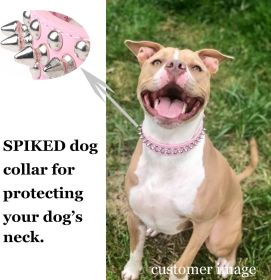 Adjustable Microfiber Leather Spiked Studded Dog Collar (Color: Black, Size: XXL(19.7"-22.4" / 50cm-57cm))
