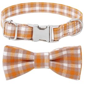 Plaid Dog Collar with Bow Pet Gift Adjustable Soft and Comfy Bowtie Collars for Small Medium Large Dogs (Colour: Style 2, Size: M 2.5x50cm)