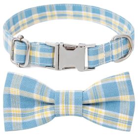 Plaid Dog Collar with Bow Pet Gift Adjustable Soft and Comfy Bowtie Collars for Small Medium Large Dogs (Colour: Style 1, Size: XS 1.0x30cm)