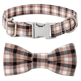 Plaid Dog Collar with Bow Pet Gift Adjustable Soft and Comfy Bowtie Collars for Small Medium Large Dogs (Colour: Style 4, Size: M 2.5x50cm)